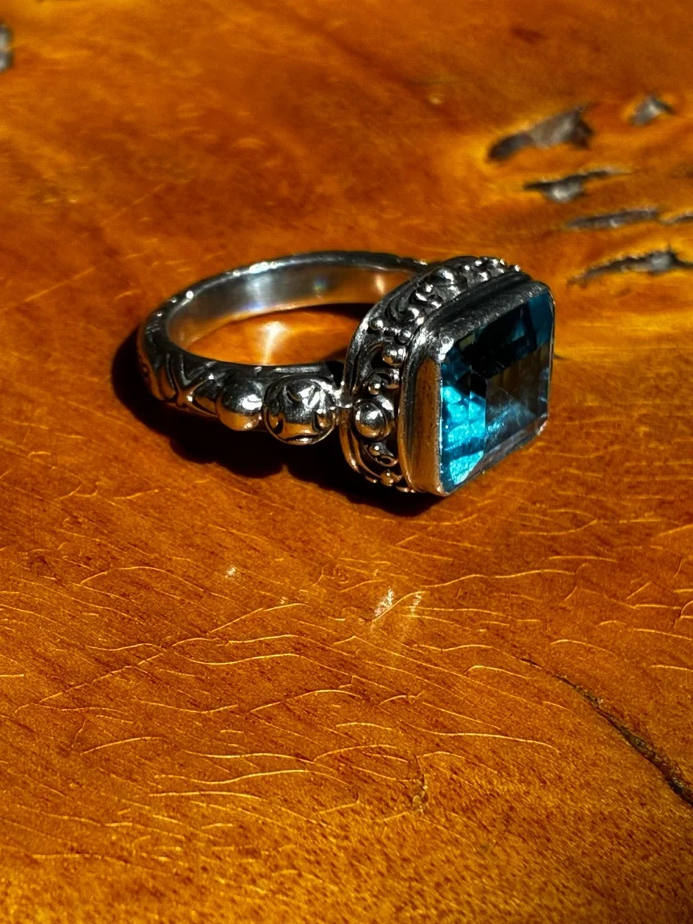 Blue Topaz Sterling Silver Ring - Classic Women's Statement